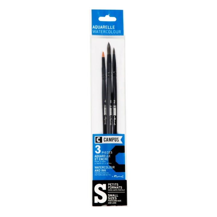 Campus Watercolour Brush 3-set S in the group Art Supplies / Brushes / Synthetic Brushes at Pen Store (108376)