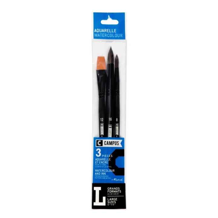 Campus Watercolour Brush 3-set L in the group Art Supplies / Brushes / Synthetic Brushes at Pen Store (108378)