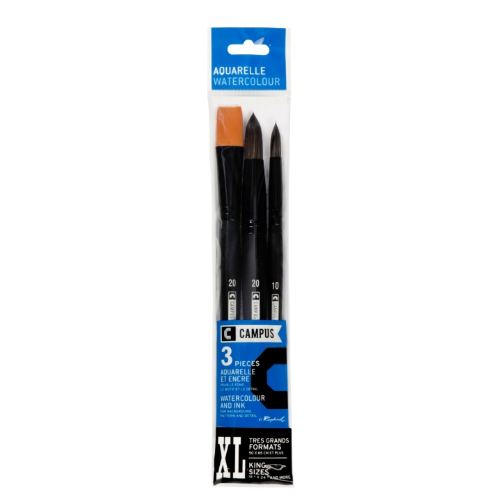 Campus Watercolour Brush 3-set XL in the group Art Supplies / Brushes / Synthetic Brushes at Pen Store (108379)