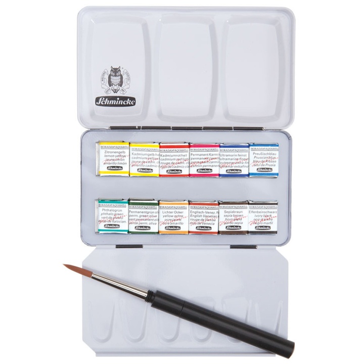 Horadam Aquarell Metal 12-set + brush in the group Art Supplies / Artist colours / Watercolor Paint at Pen Store (110726)